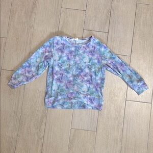 YMI Tie Dye Long Sleeve Tee in Blue and Purple and Peek-A-Boo Belly Design